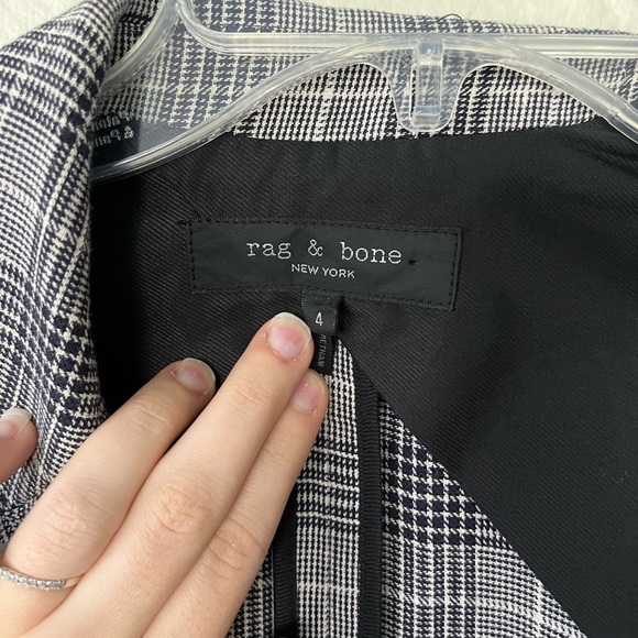 Rag & Bone Claudia Linen Blend Blazer in Blue Plaid Women’s Size 4 - Picture 12 of 16